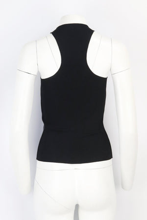 TOM FORD LEATHER TRIMMED STRETCH KNIT TOP XXSMALL