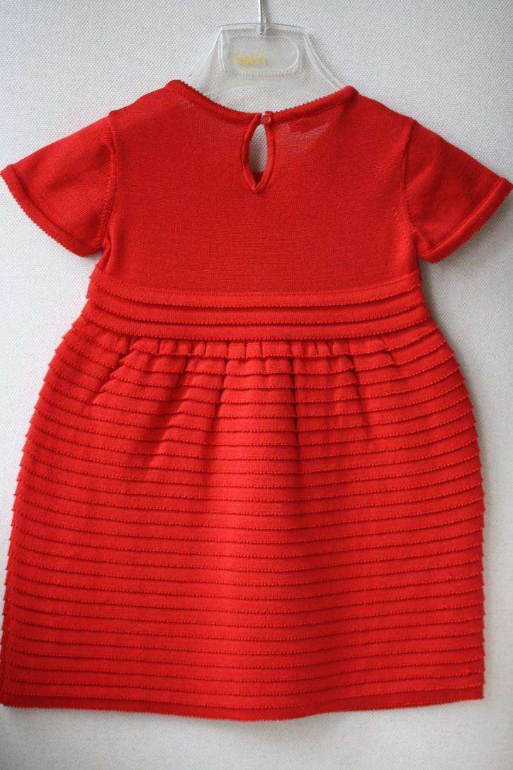 BABY DIOR RED SILK AND COTTON KNIT DRESS 18 MONTHS