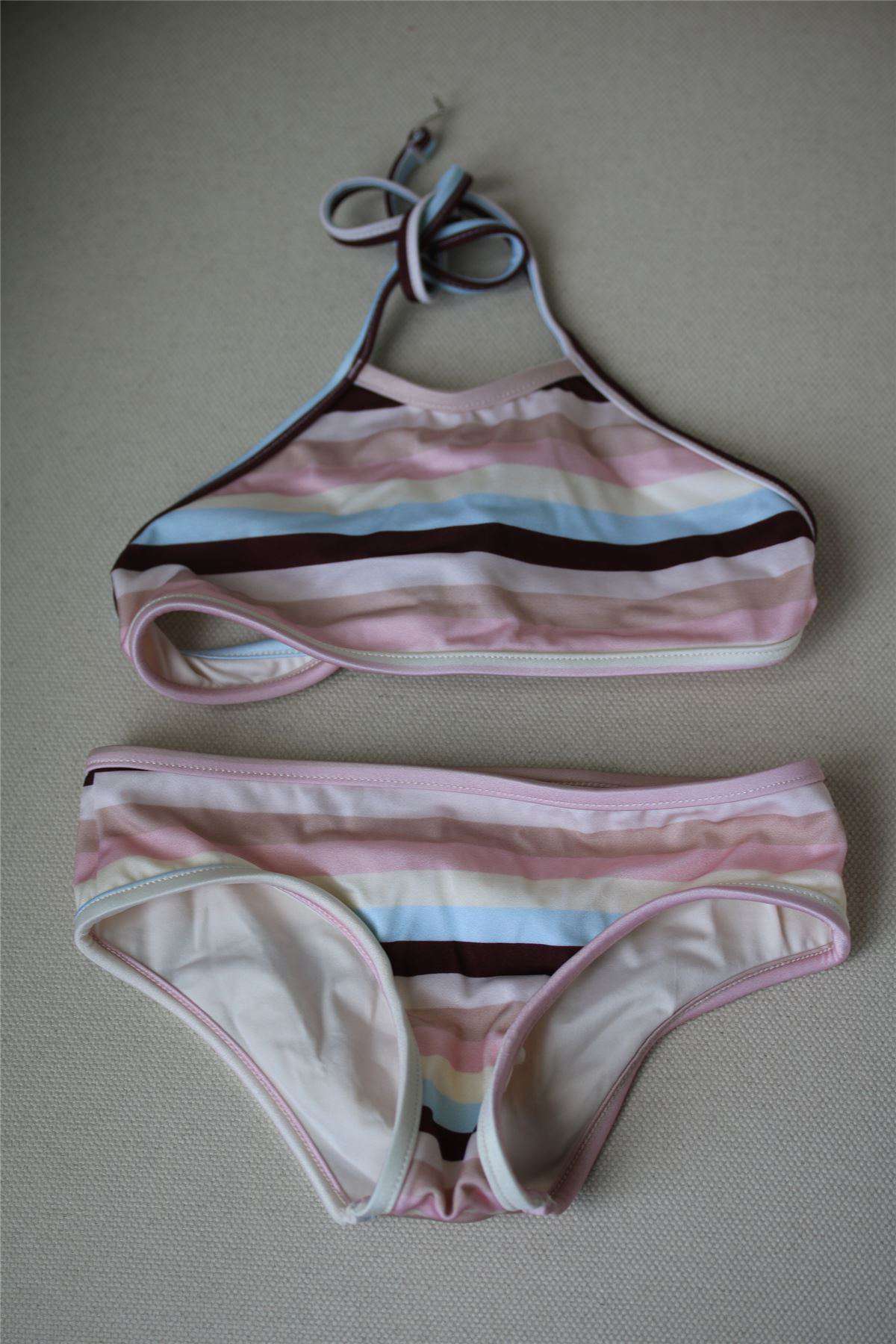 ZIMMERMANN KIDS GIRLS STRIPE HALTER BIKINI 4 YEARS
