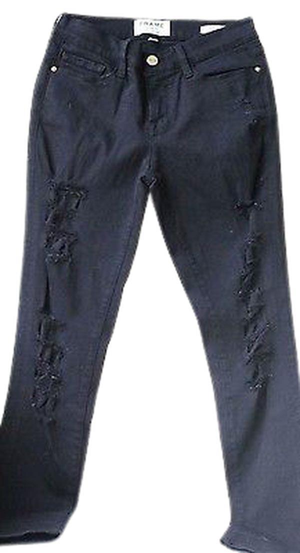 FRAME DENIM LE SKINNY DE JEANNE FILM NOIR DISTRESSED JEANS W26 UK 8