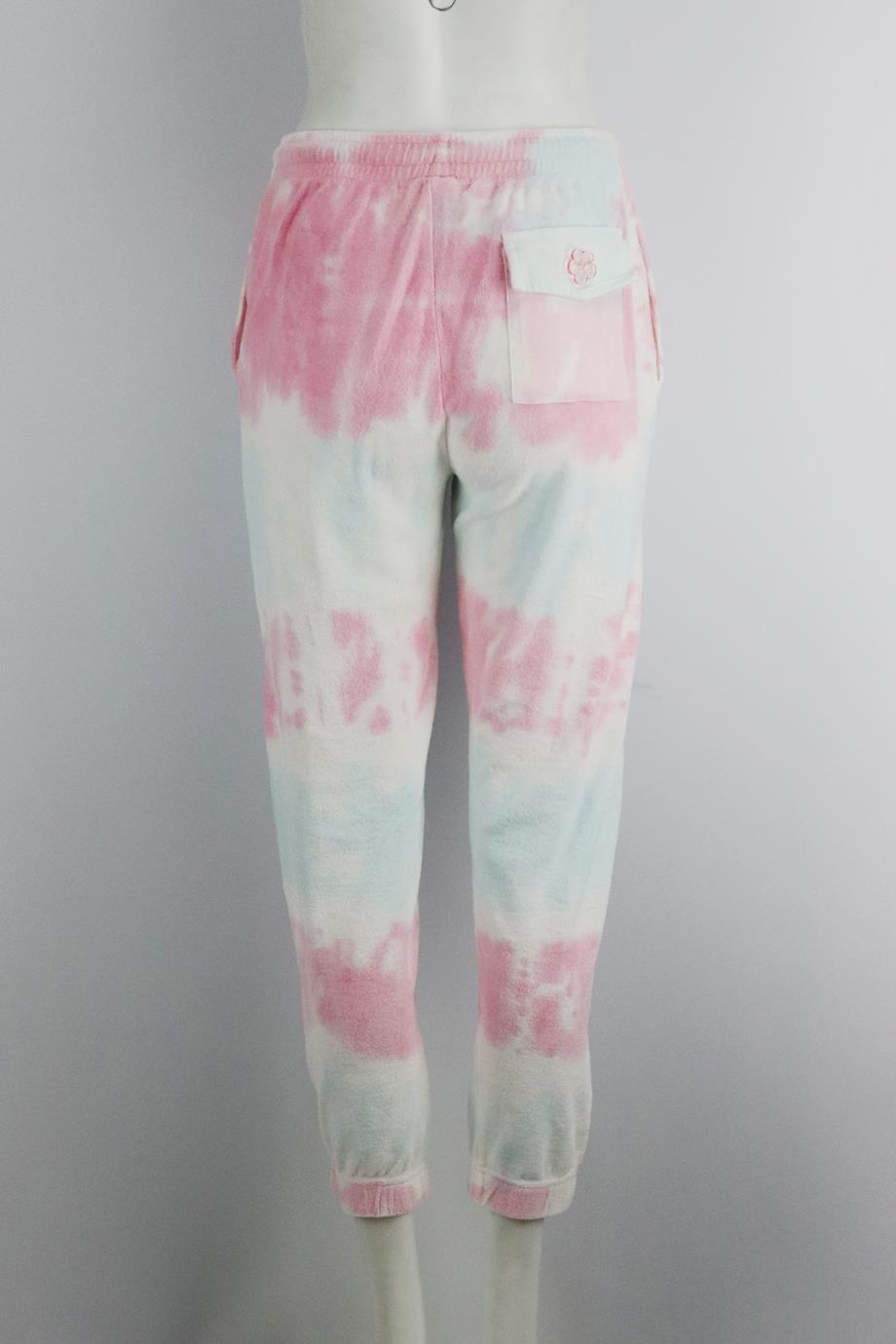 LOVESHACKFANCY TIE DYED COTTON TERRY TRACK PANTS SMALL
