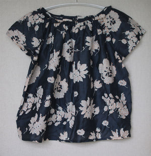 BONPOINT GIRLS NAVY BLUE FLORAL ENGIE BLOUSE TOP 4 YEARS