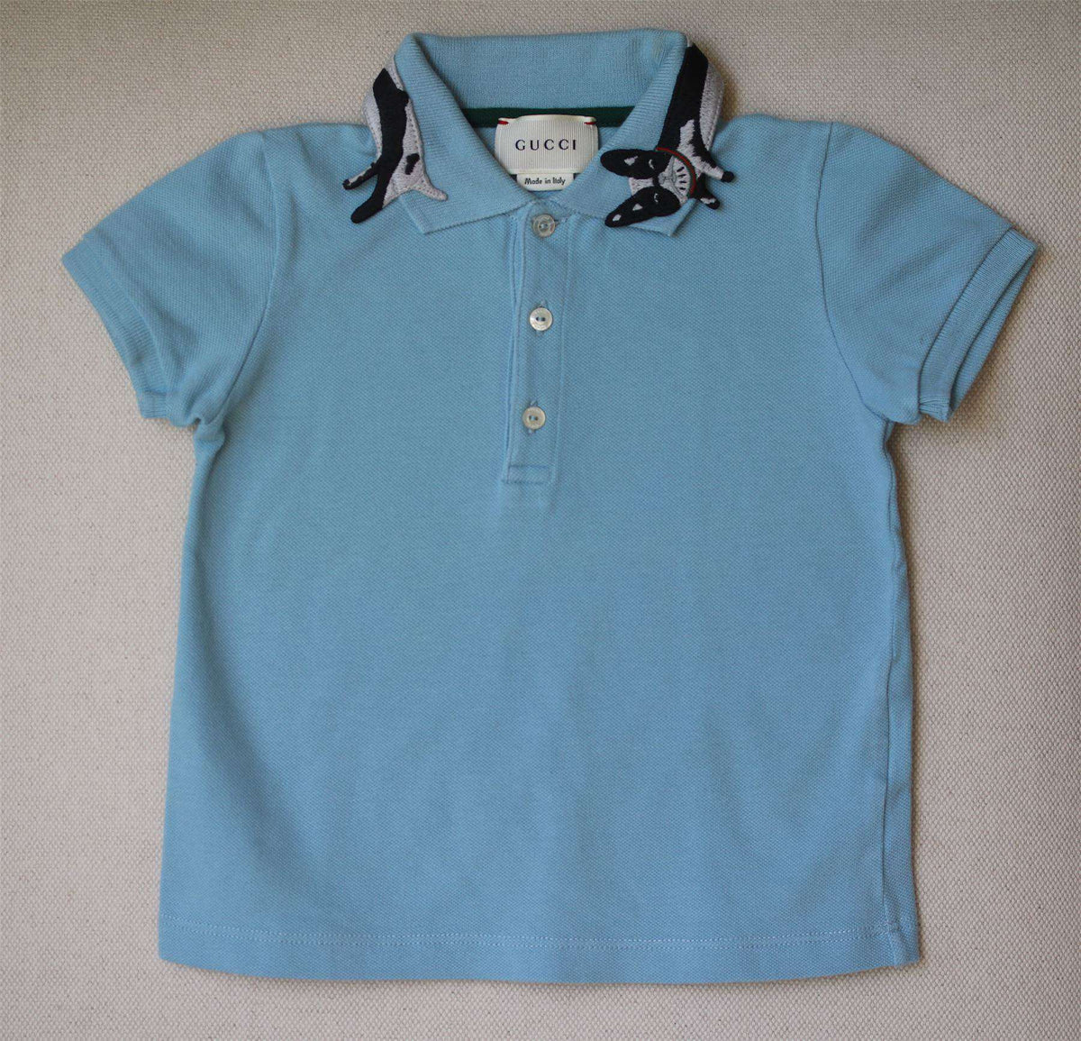 GUCCI BABY BOYS BLUE POLO TOP WITH DOG COLLAR 18-24 MONTHS