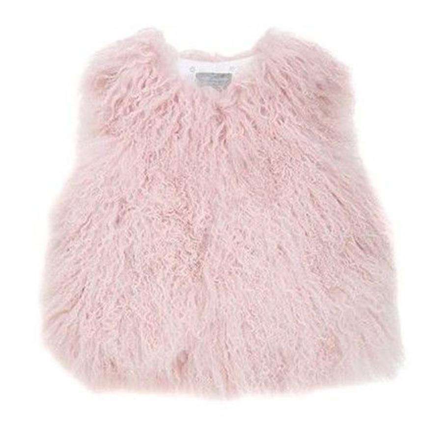 YVES SALOMON KIDS GIRLS SHEARLING FUR VEST 6 YEARS