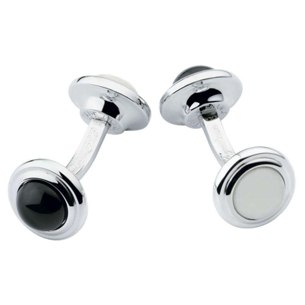 S.T. DUPONT PALLADIUM ONYX AND MOTHER OF PEARL CUFFLINKS