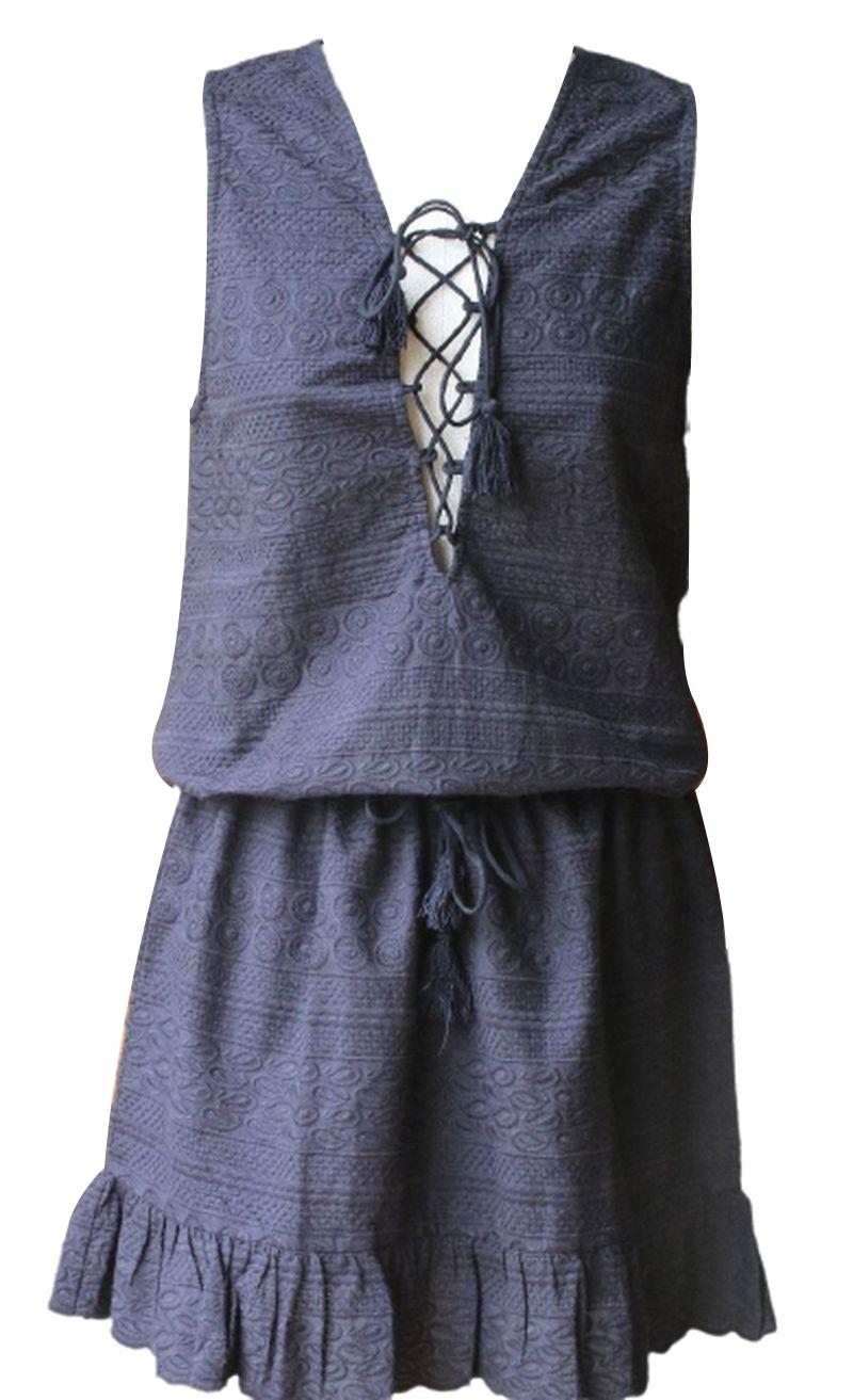 MELISSA ODABASH LAYLA EMBROIDERED COTTON DRESS SMALL