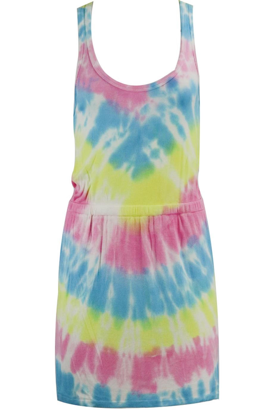 SPIRITUAL GANGSTER TIE DYED RIBBED KNIT MINI DRESS SMALL