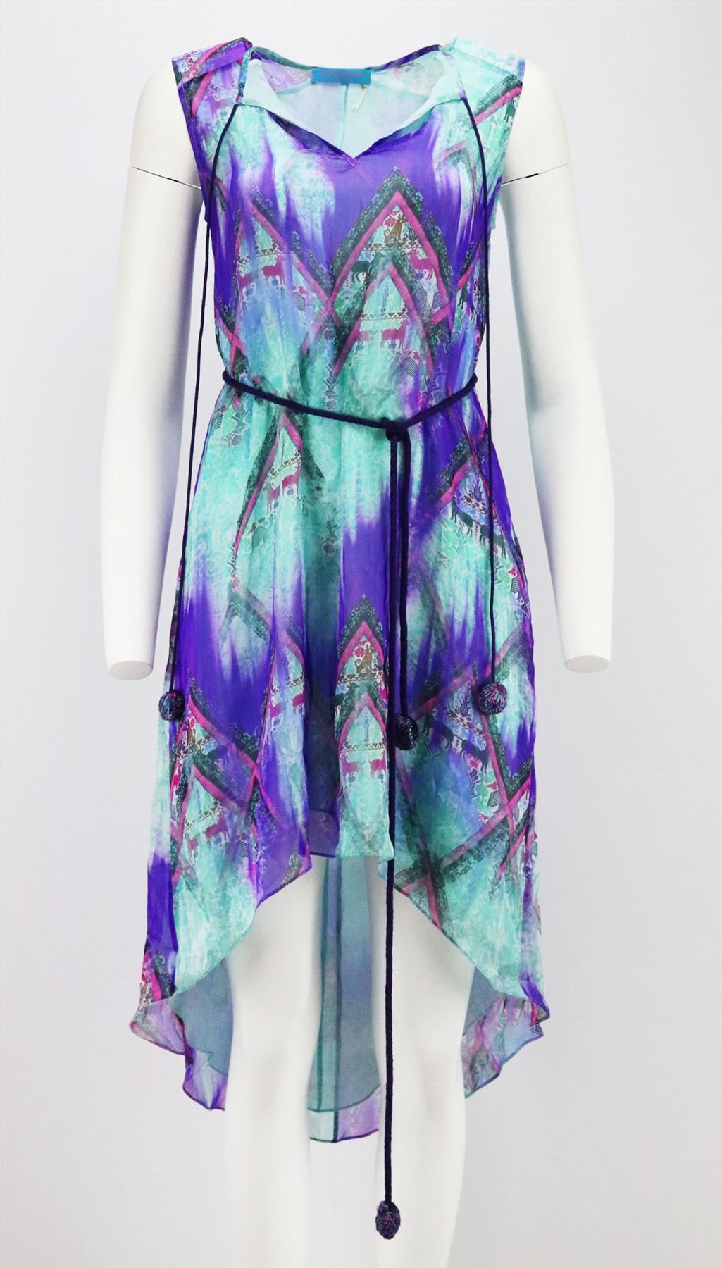 MATTHEW WILLIAMSON ESCAPE PRINTED SILK MINI DRESS UK 6