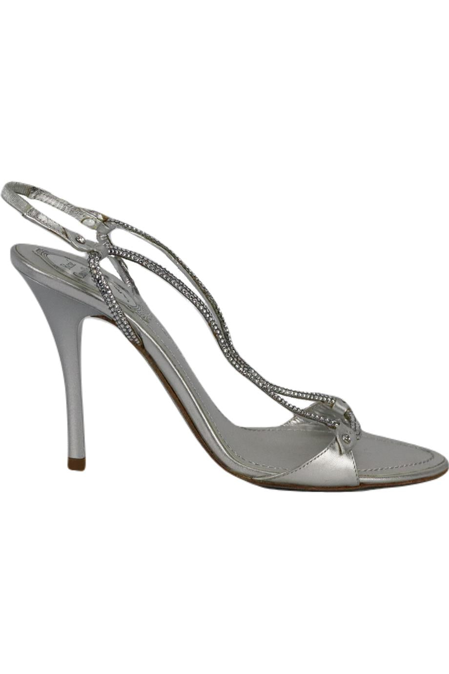 RENÉ CAOVILLA CRYSTAL EMBELLISHED LEATHER SANDALS EU 37.5 UK 4.5 US 7.5
