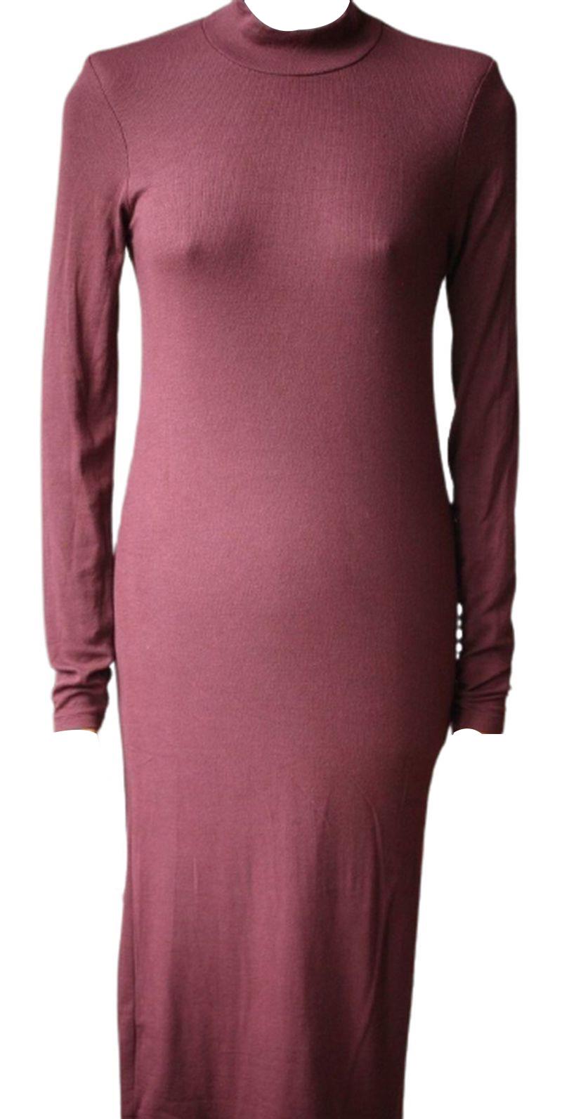 ATM ANTHONY THOMAS MELILLO MOCK NECK RIBBED DRESS MEDIUM