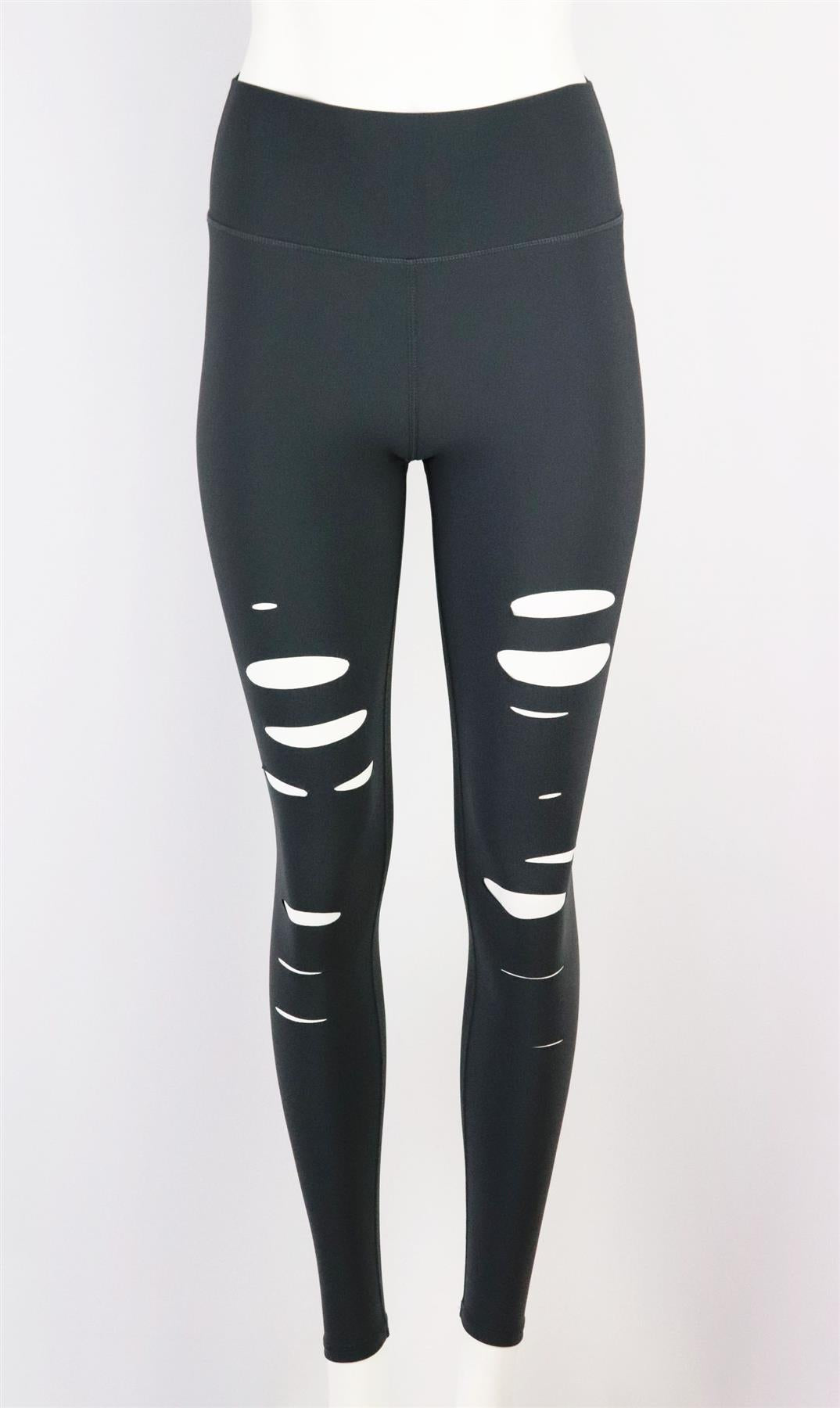 ALO YOGA RIPPED WARRIOR HIGH RISE STRETCH LEGGINGS SMALL