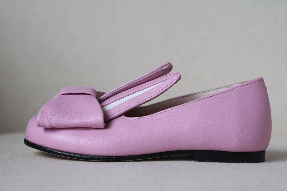 MINNA PARIKKA MINI BABY GIRLS PINK AND WHITE LEATHER BUNNY EARS SHOES EU 24 UK 6