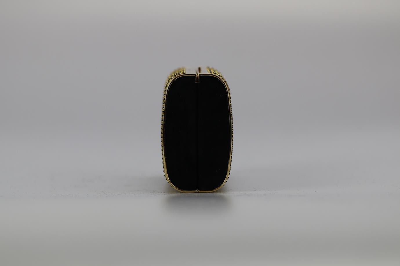 STARK CRYSTAL EMBELLISHED SUEDE AND GOLD TONE CLUTCH