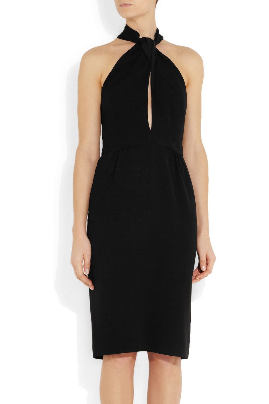 GIAMBATTISTA VALLI BLACK TWIST NECK SILK DRESS IT 42 UK 10
