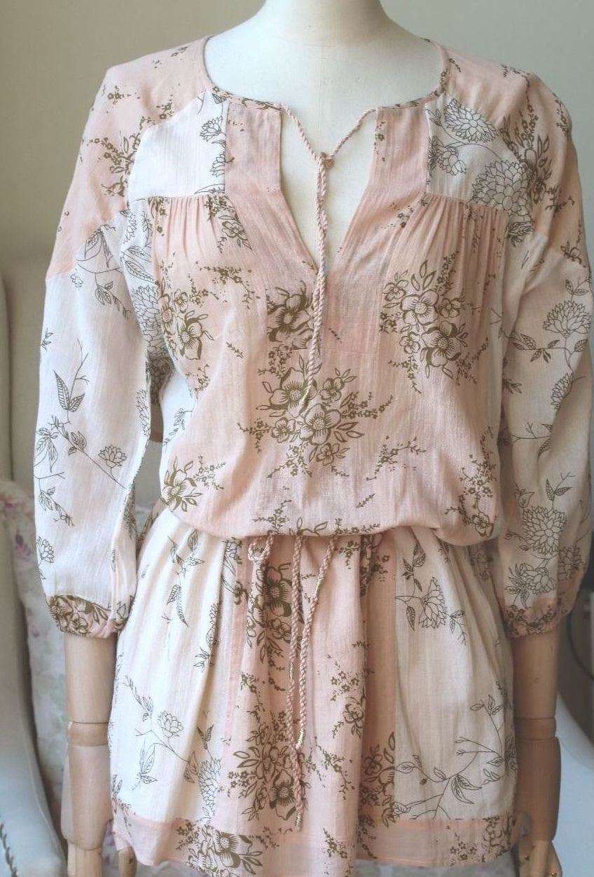 ULLA JOHNSON VARCA FLORAL DRESS IN NATURAL UK 4/6