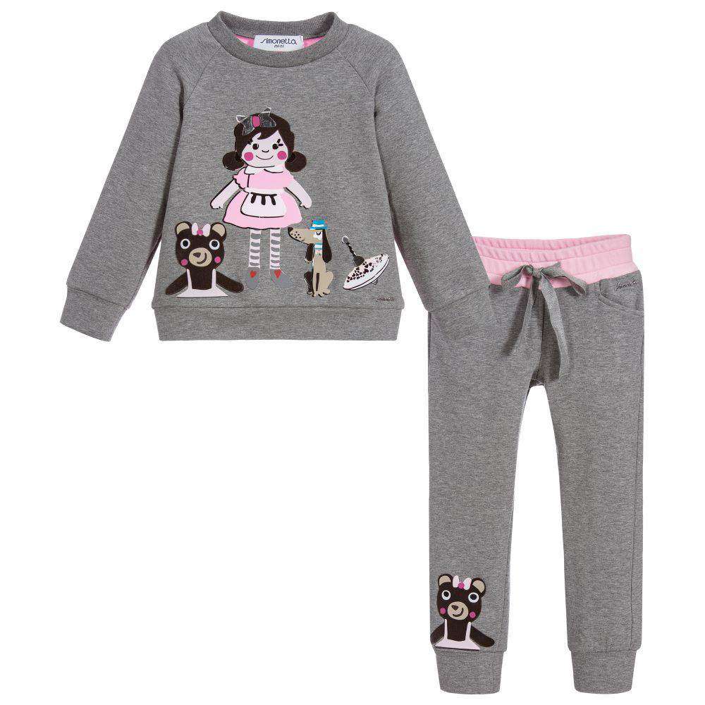 SIMONETTA MINI GIRLS GREY & PINK TRACKSUIT 4 YEARS