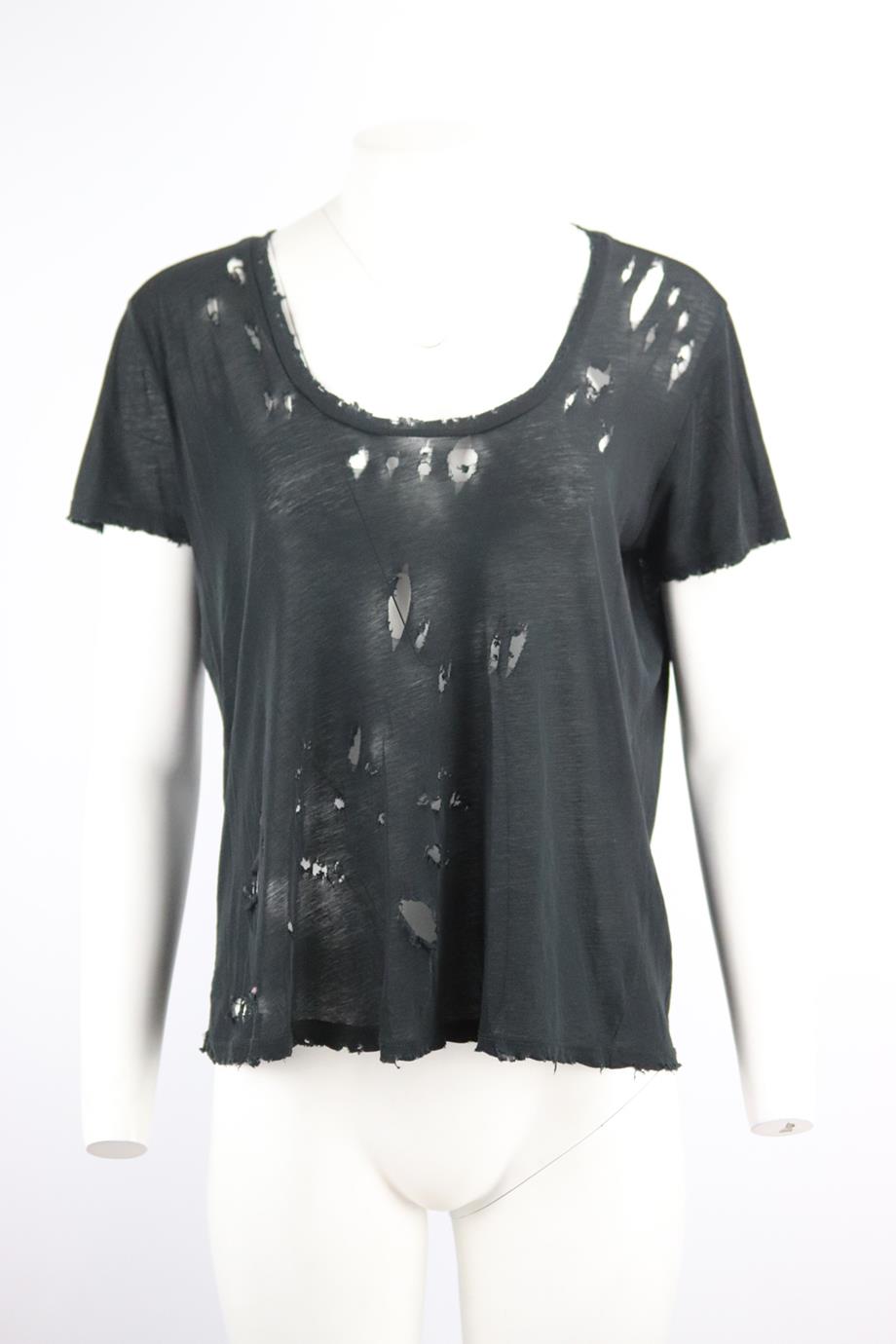 UNRAVEL PROJECT DISTRESSED COTTON JERSEY T-SHIRT SMALL