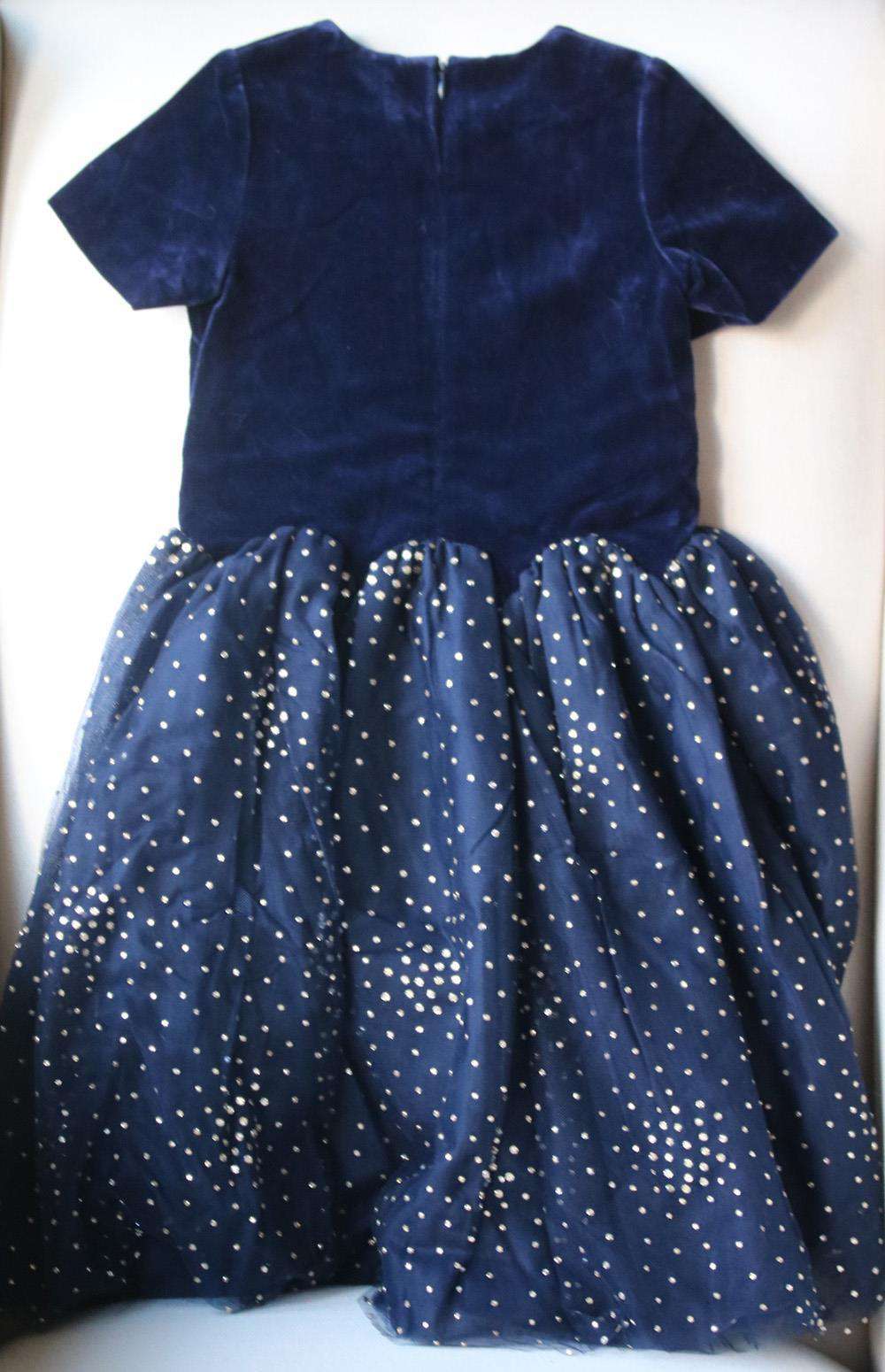 TARTINE ET CHOCOLAT KIDS GIRLS DOTTED VELVET AND TULLE DRESS 6 YEARS