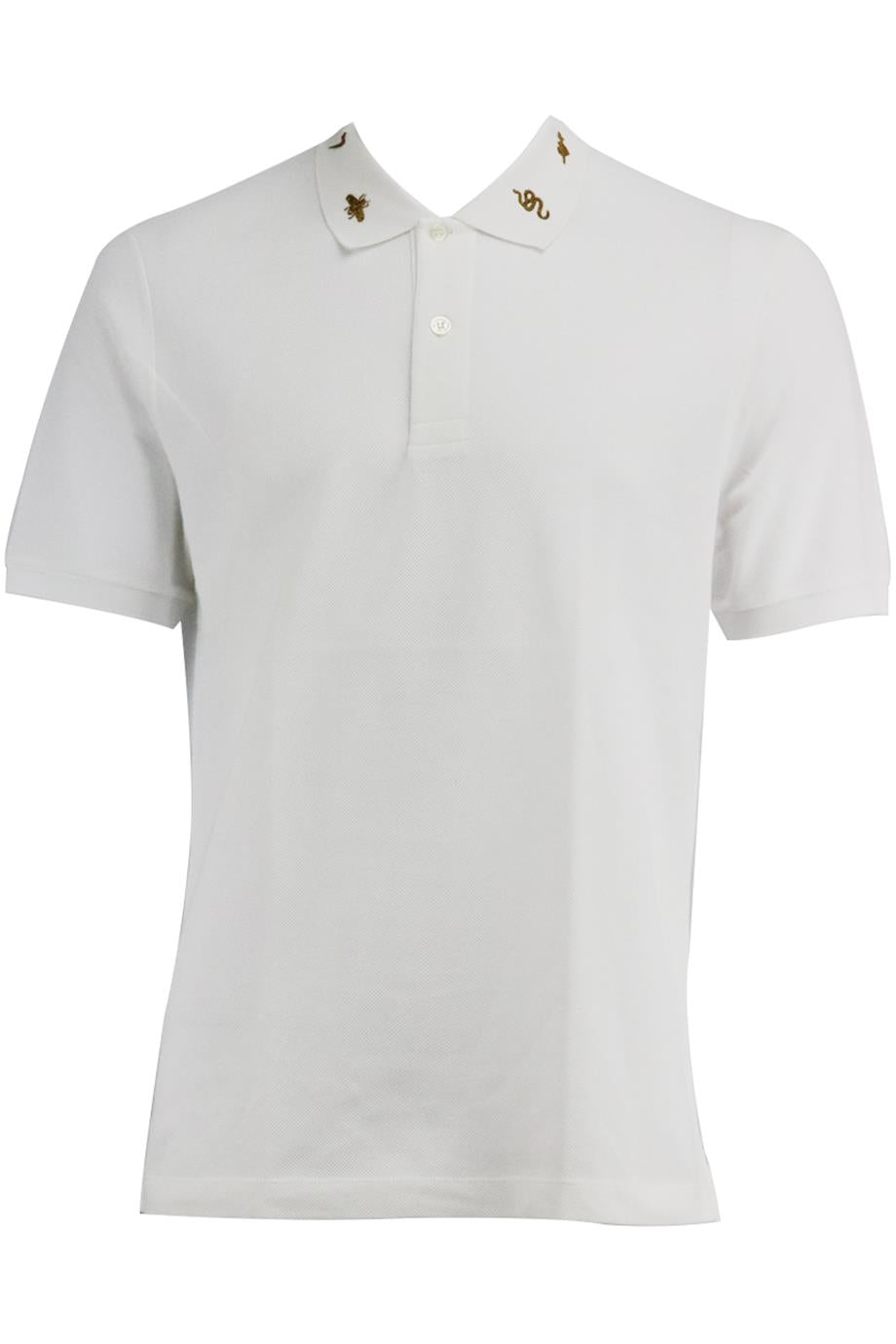 GUCCI MEN'S EMBROIDERED COTTON PIQUÉ POLO SHIRT LARGE