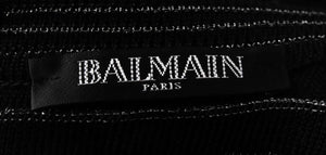 BALMAIN METALLIC STRIPED STRETCH KNIT MAXI DRESS FR 40 UK 12