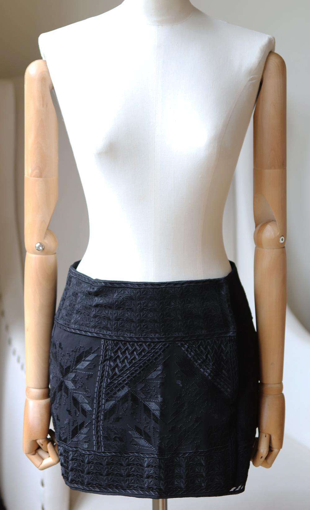 ISABEL MARANT ANDY EMBROIDERED SILK GEORGETTE WRAP MINI SKIRT FR 36 UK 8