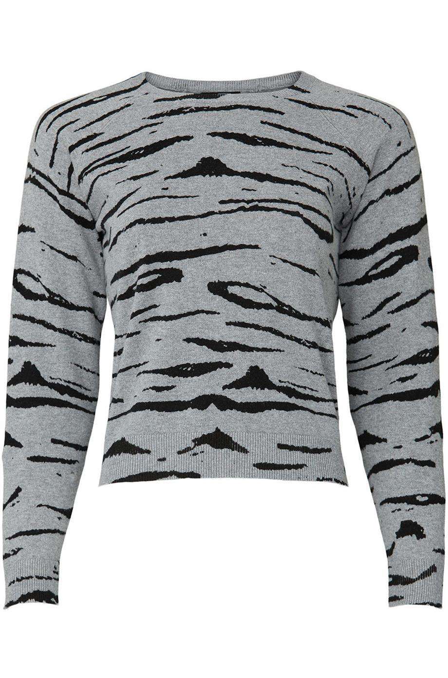 MONROW ZEBRA PRINT CASHMERE BLEND SWEATER XLARGE