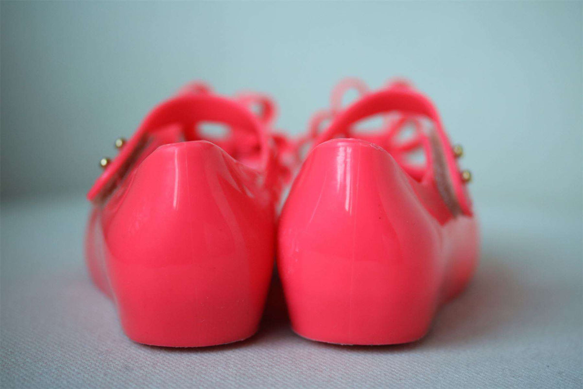 MINI MELISSA GIRLS NEON PINK ULTRAGIRL TRIPLE BOW JELLY SHOES EU 24 UK 7