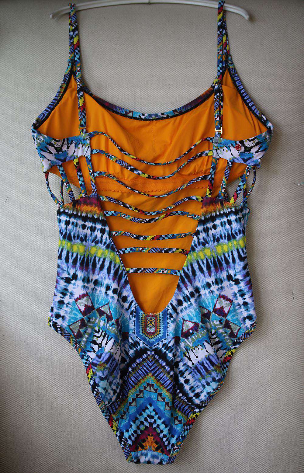 MARA HOFFMAN LATTICE ONE PIECE SWIMSUIT SMALL