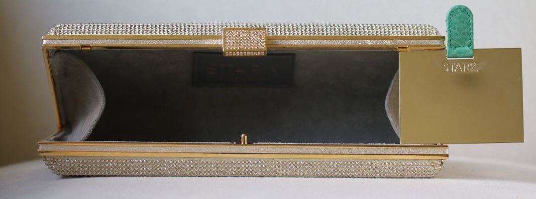 STARK AT HARRODS LADY IN THE NIGHT CHAMPAGNE CRYSTAL BOX CLUTCH