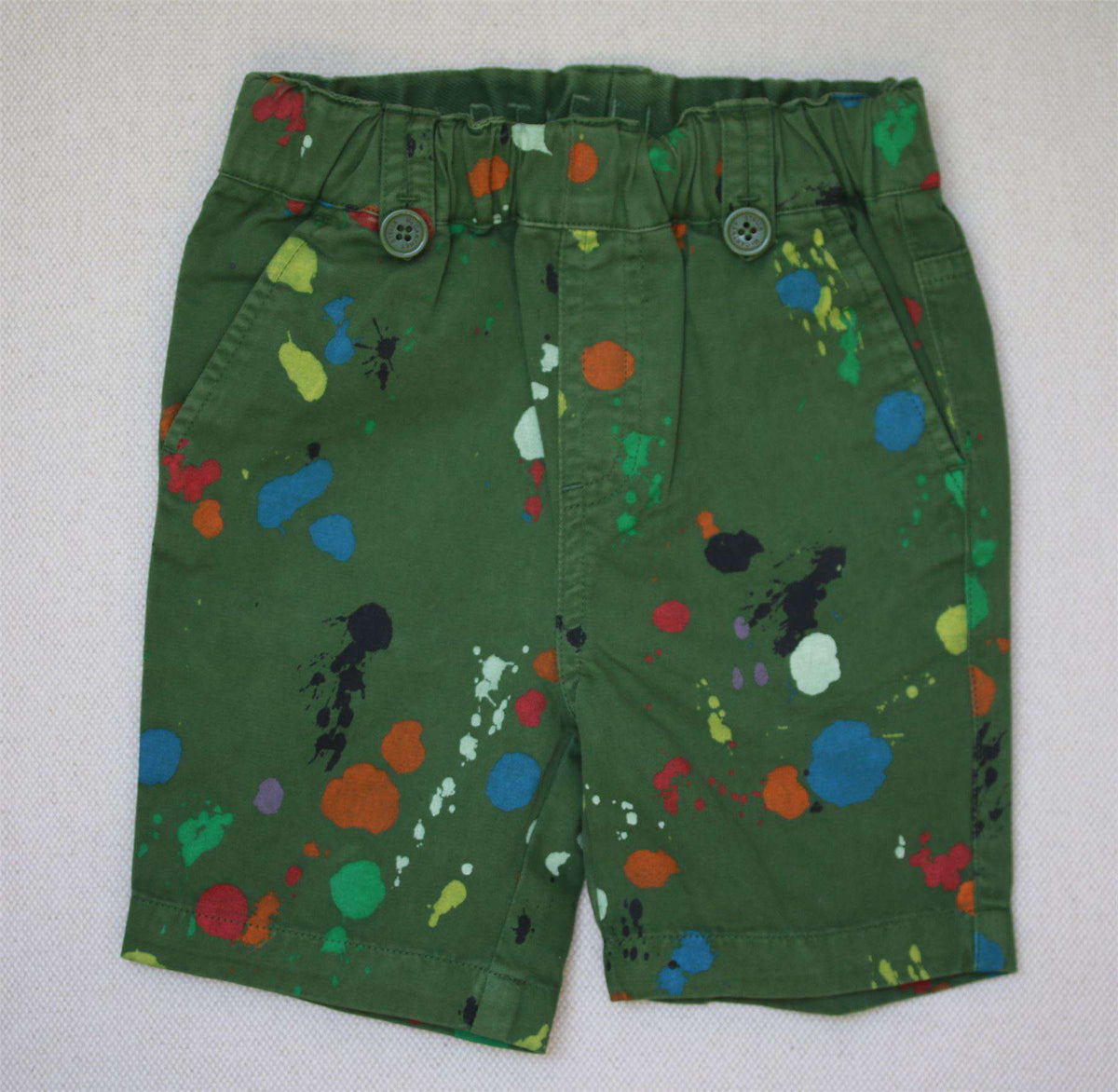 STELLA MCCARTNEY KIDS BOYS GREEN PAINT SPLATTER SHORTS 12 MONTHS