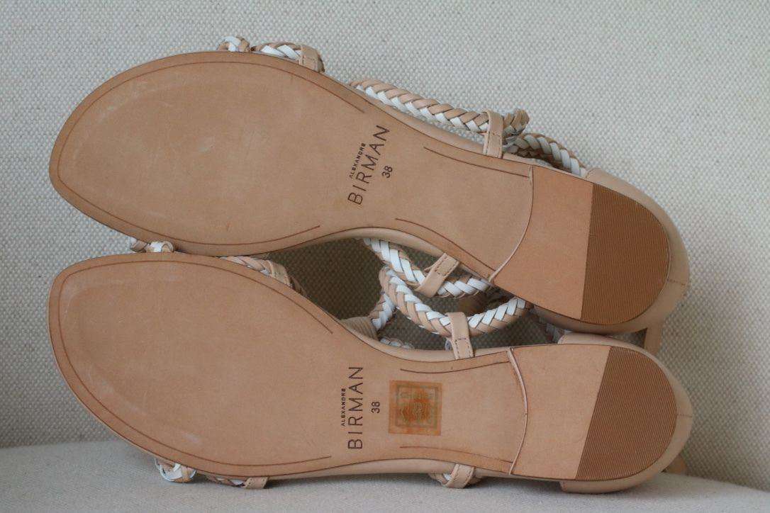 ALEXANDRE BIRMAN BRAIDED TWO TONE FLAT SANDALS EU 38 UK 5
