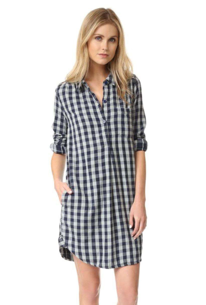 SUNDRY HENLEY PLAID SHIRT DRESS UK 8
