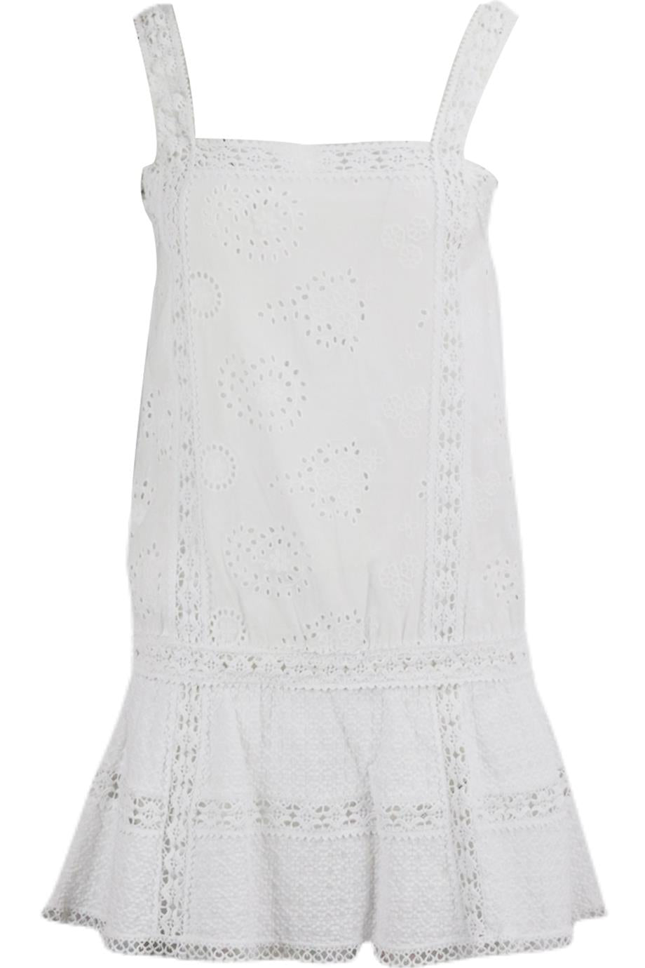 ONDADEMAR CROCHET TRIMMED COTTON MINI DRESS SMALL