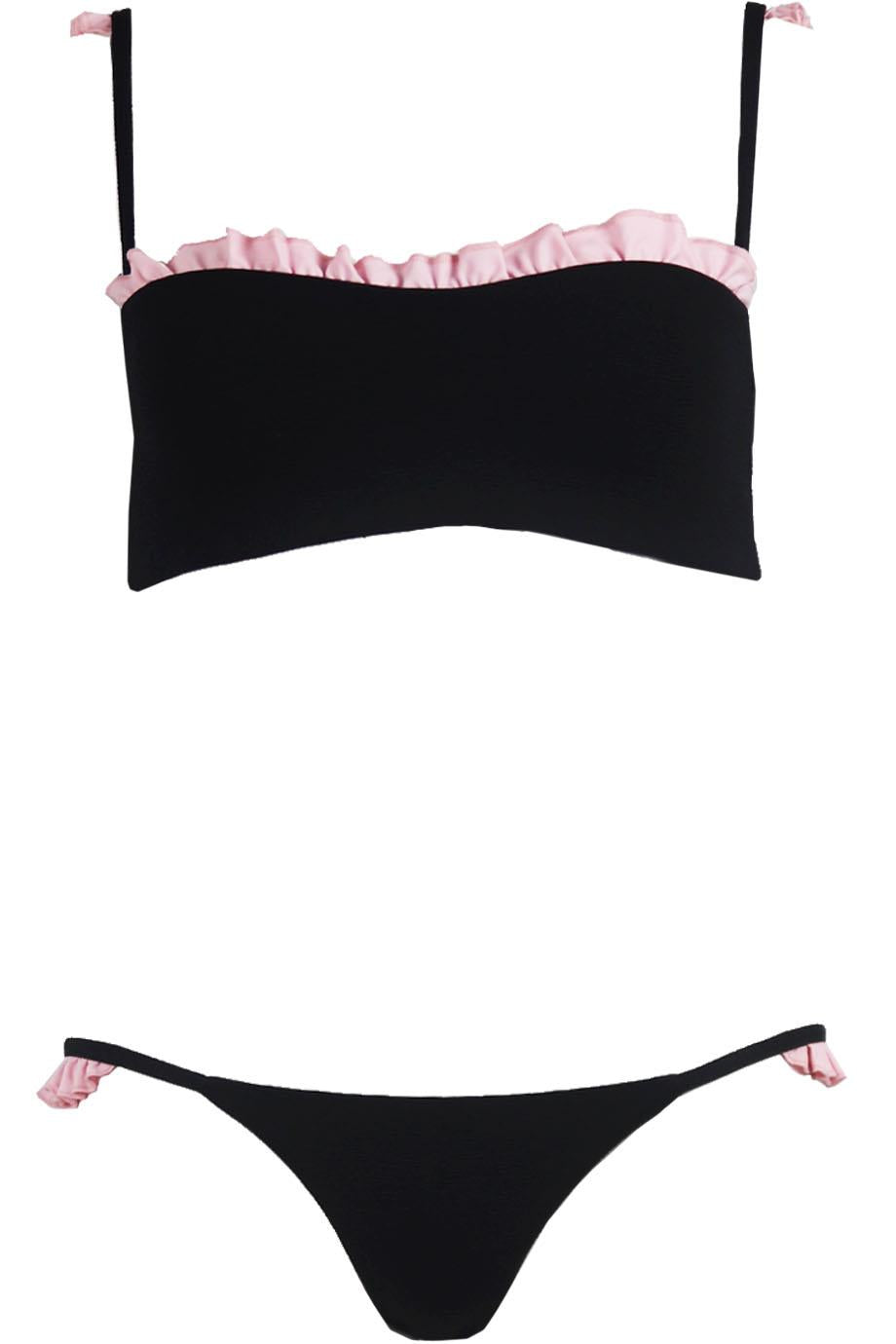 SAME SWIM RUFFLE TRIMMED TEXTURED BIKINI SMALL/MEDIUM
