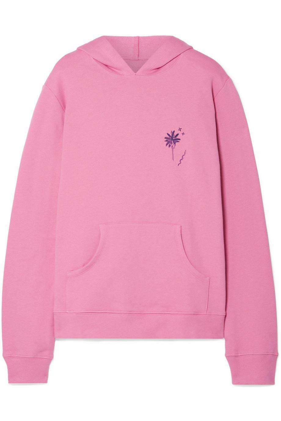 THE ELDER STATESMAN PRINTED COTTON FLEECE HOODIE MEDIUM