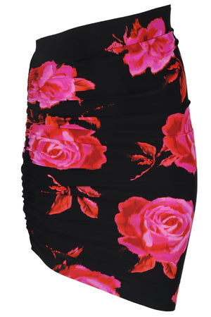 THE ANDAMANE RUCHED FLORAL PRINT STRETCH JERSEY MINI SKIRT IT 38 UK 6