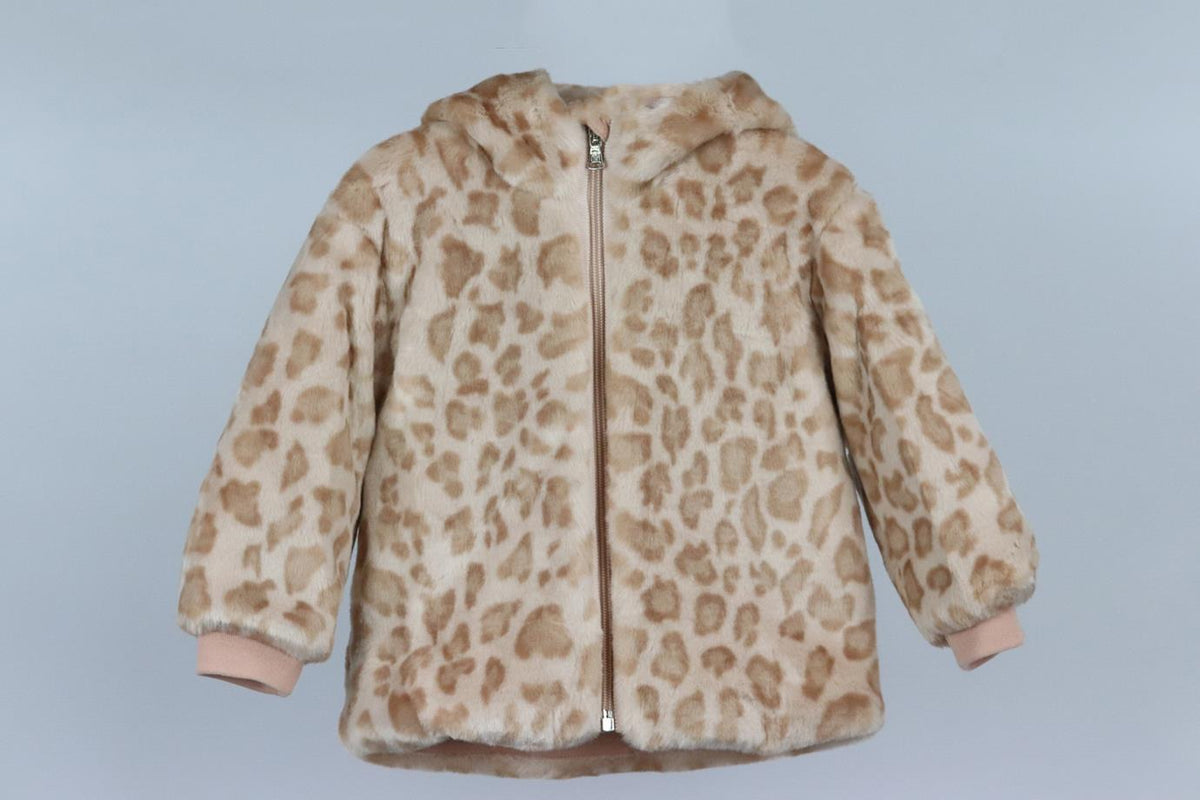 MONCLER BABY GIRLS LEOPARD PRINT FAUX FUR JACKET 18-24 MONTHS