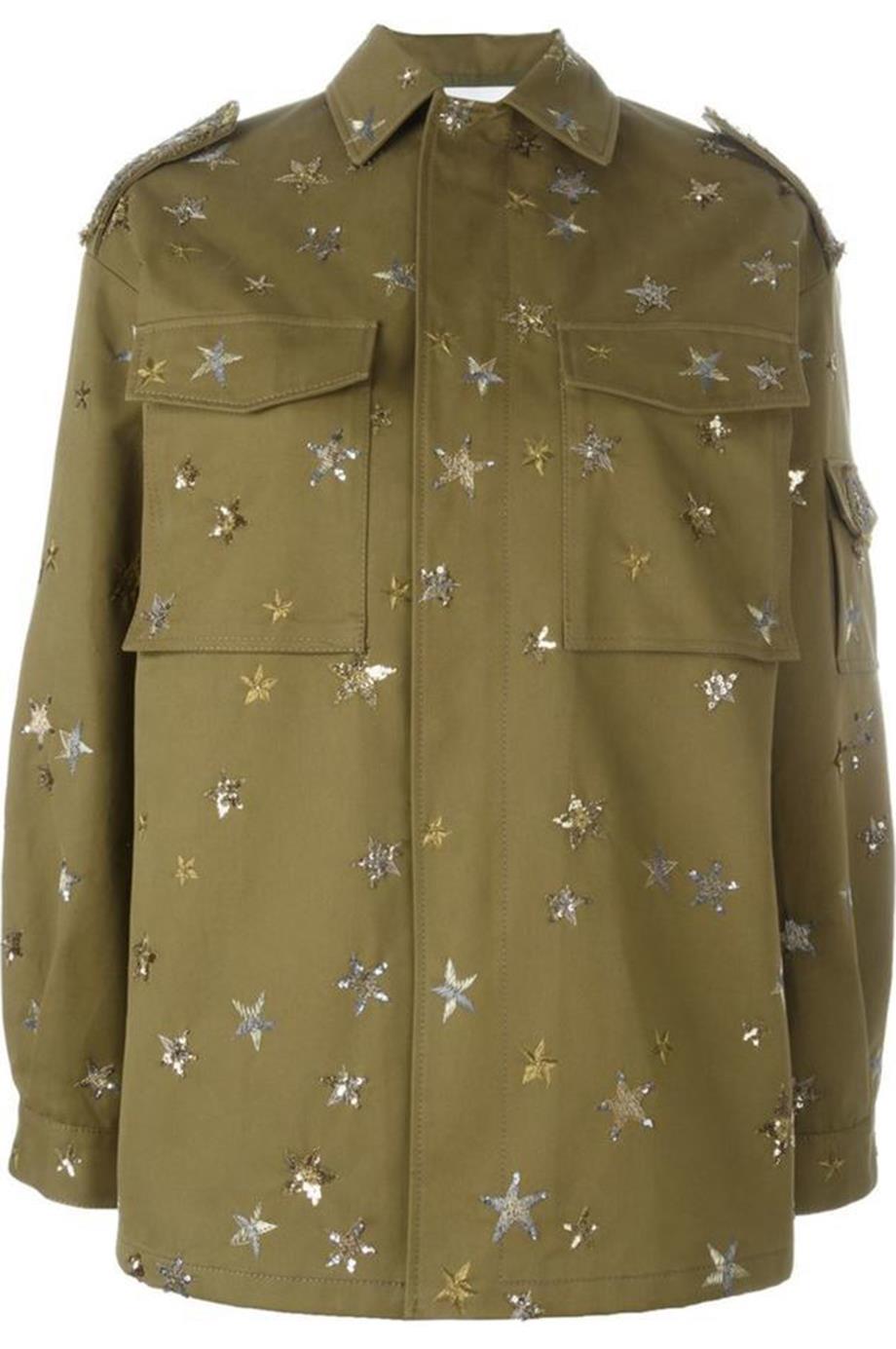 VALENTINO OVERSIZED SEQUIN EMBELLISHED COTTON TWILL JACKET IT 36 UK 4