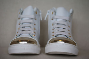 LANVIN GIRLS WHITE LEATHER HIGH TOP TRAINERS EU 26 UK 8.5