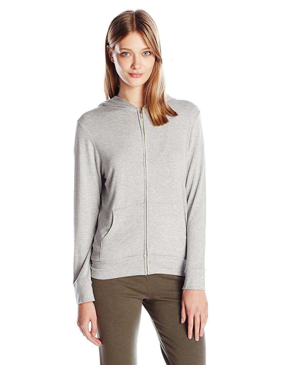 MONROW CLASSIC GREY ZIP UP HOODIE LARGE