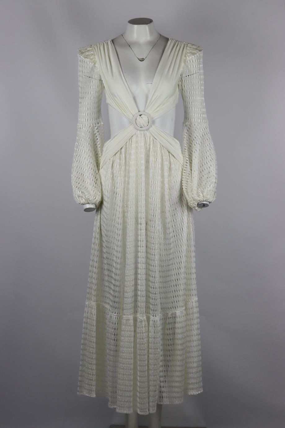 PATBO STRETCH JERSEY AND CROCHET KNIT MAXI DRESS SMALL