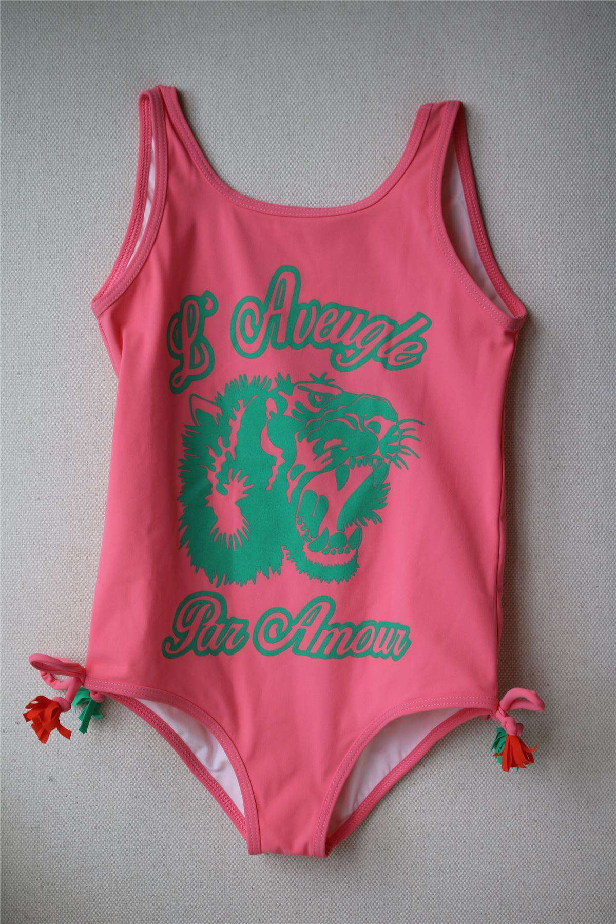 GUCCI GIRLS PINK TIGER PRINT SWIMSUIT 4 YEARS
