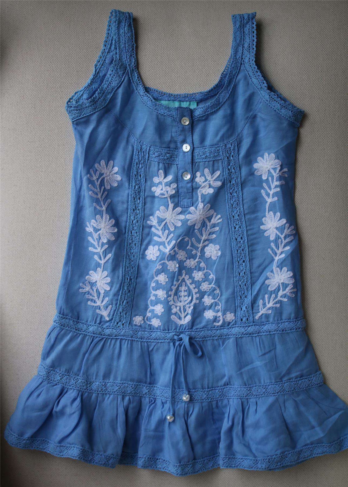 MELISSA ODABASH GIRLS BLUE EMBROIDERED COTTON DRESS 4 YEARS