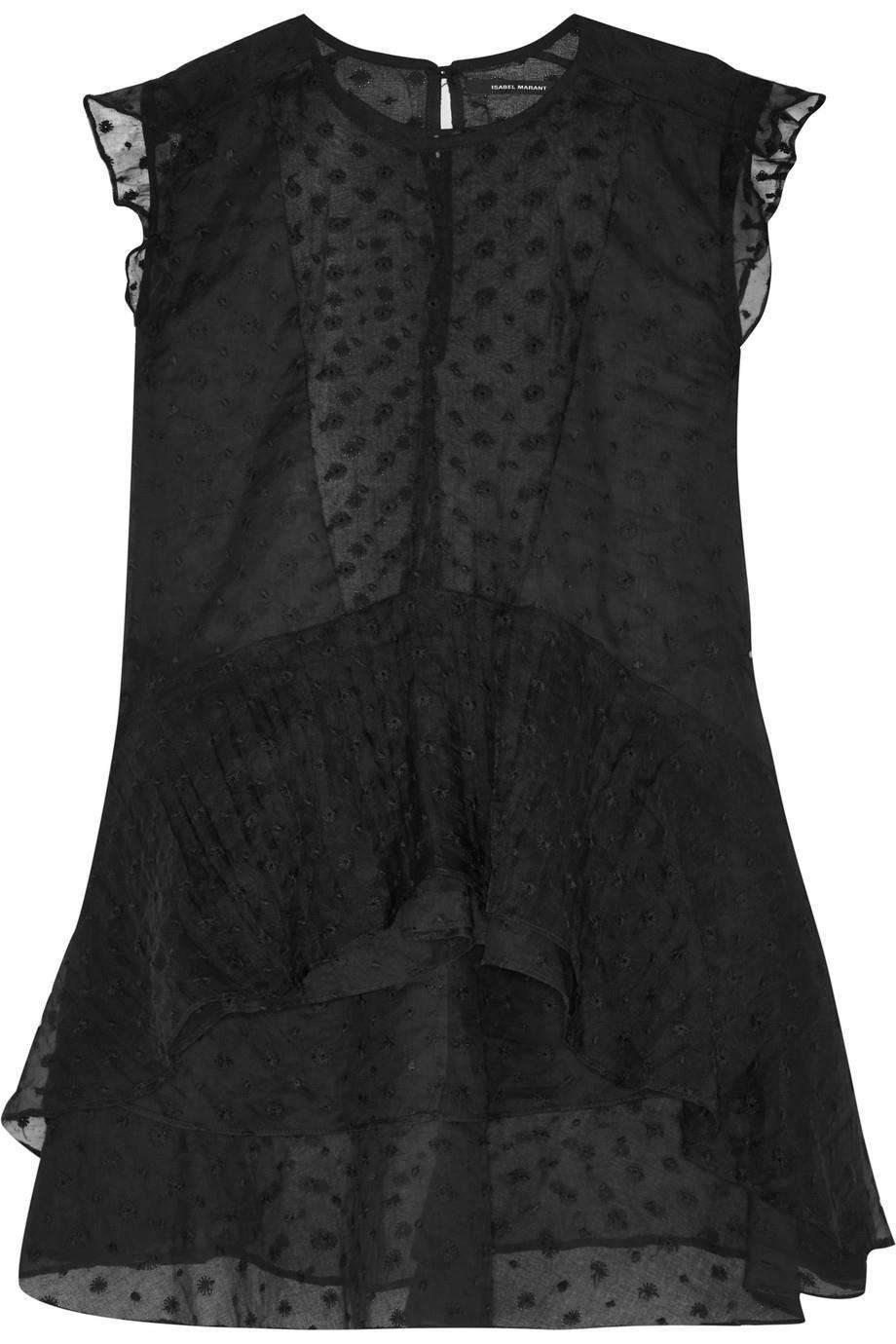 ISABEL MARANT VATELLE EMBROIDERED SILK GEORGETTE AND COTTON TOP FR 36 UK 8