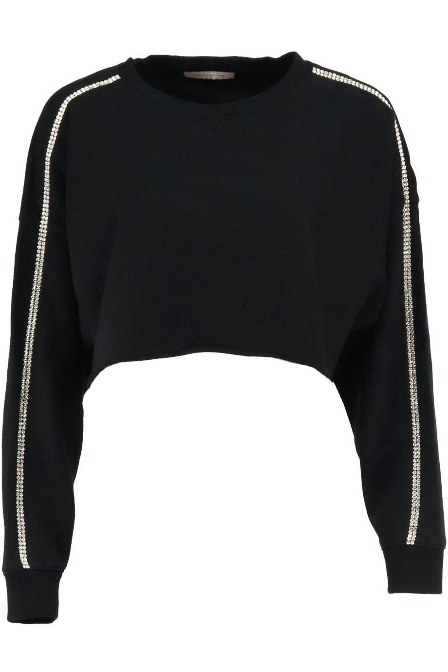 CHRISTOPHER KANE CROPPED EMBELLISHED COTTON SWEATSHIRT SMALL
