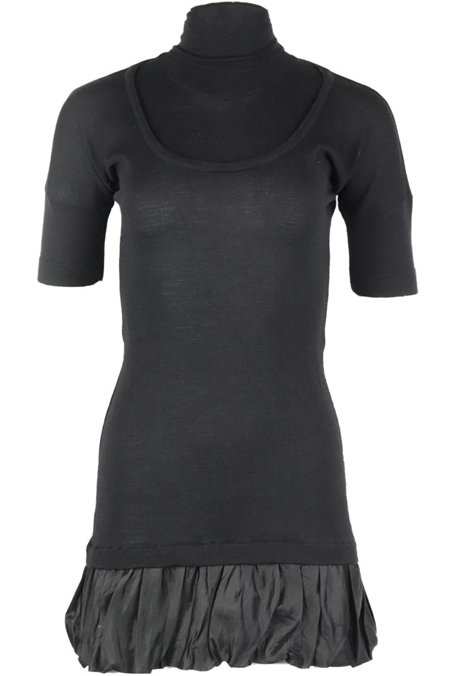 BURBERRY RUFFLED KNITTED TURTLENECK MINI DRESS MEDIUM