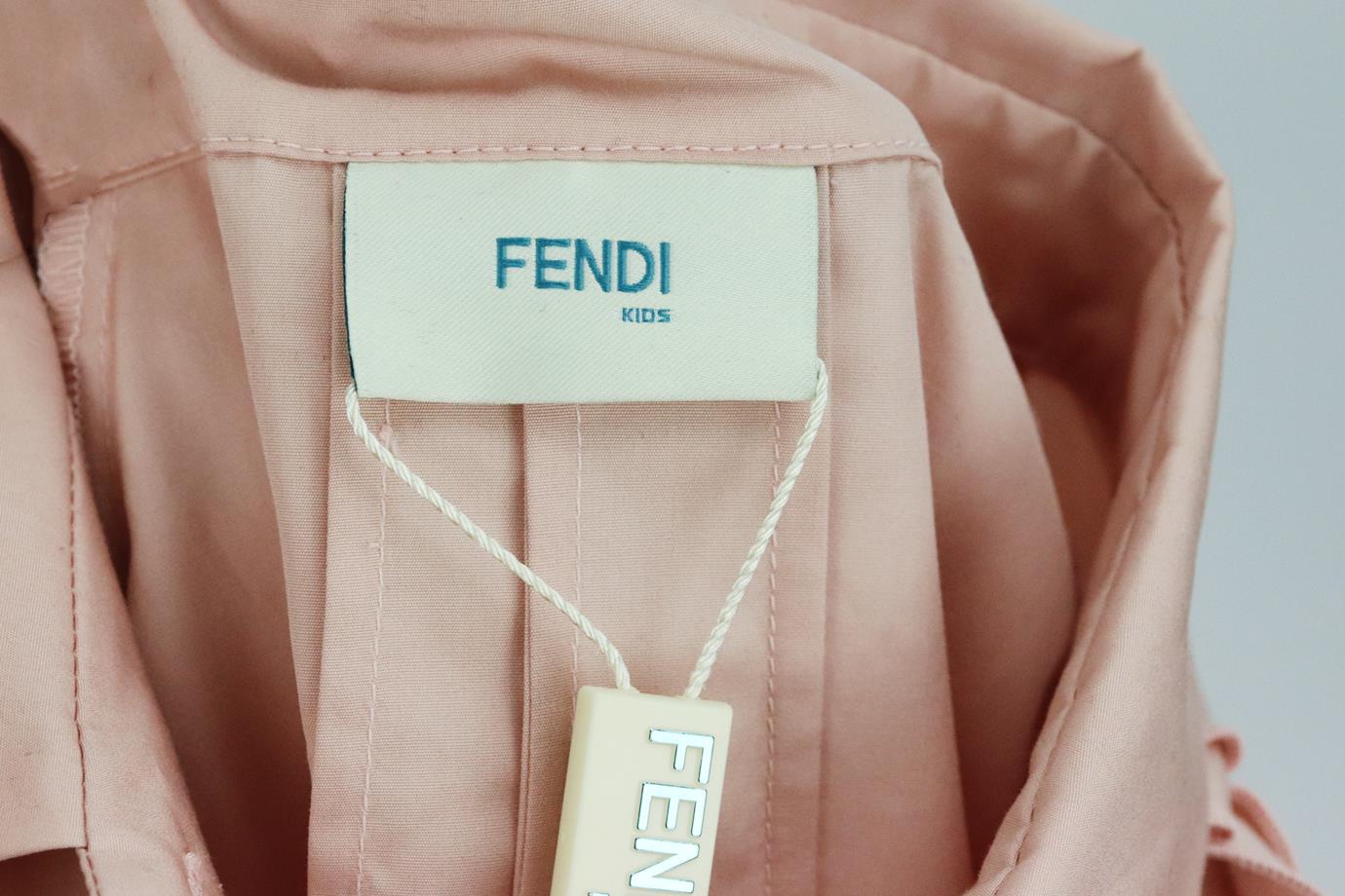 FENDI KIDS GIRLS PLEATED COTTON DRESS 8 YEARS