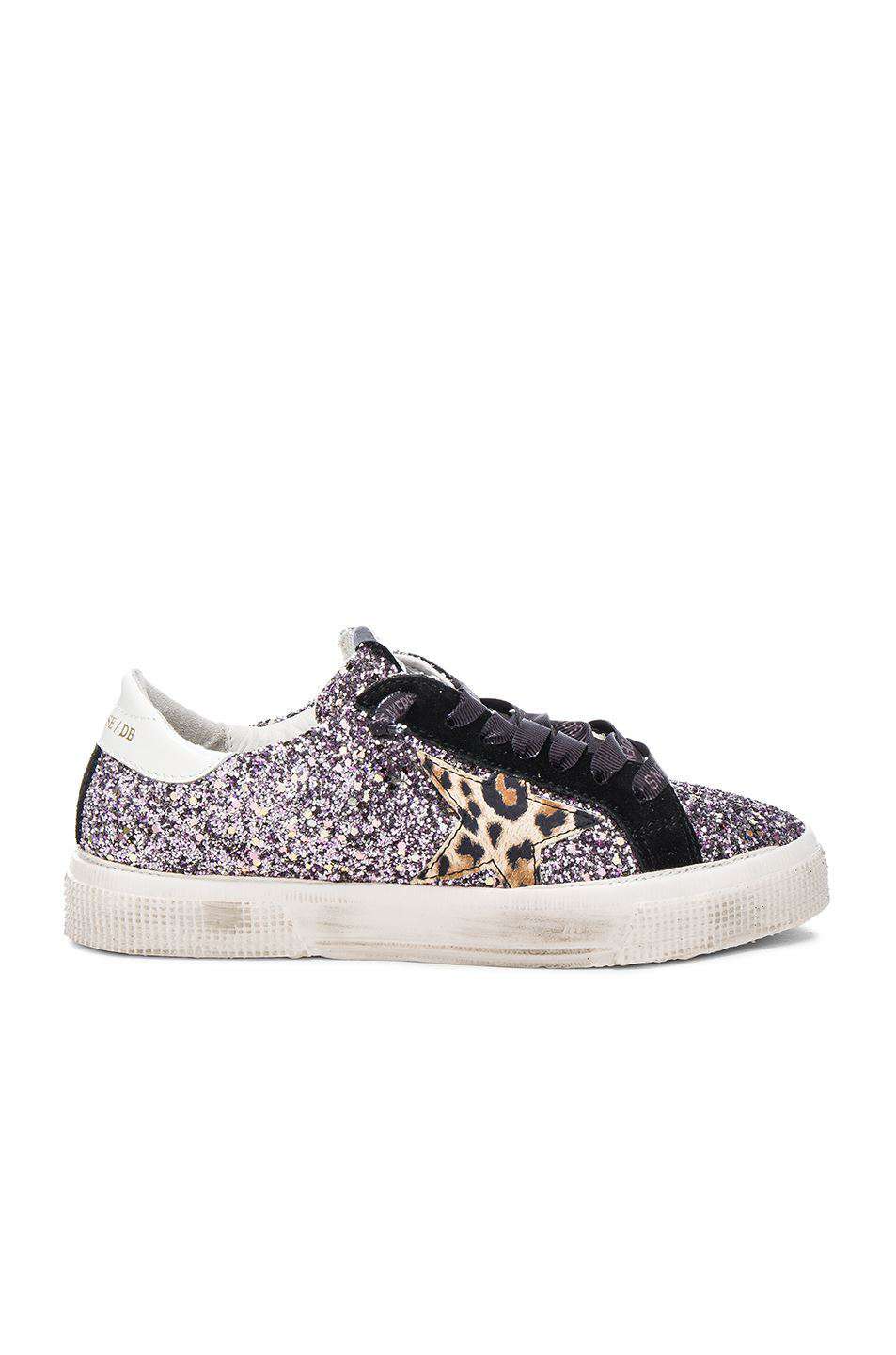 GOLDEN GOOSE DELUXE BRAND MAY GLITTERED LEATHER SNEAKERS EU 38 UK 5 US 8
