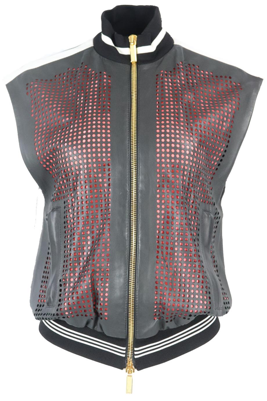 EMANUEL UNGARO PERFORATED LEATHER GILET IT 40 UK 8