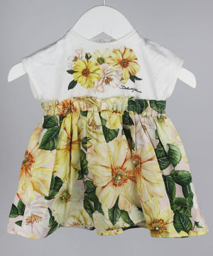 DOLCE AND GABBANA BABY GIRLS FLORAL COTTON DRESS AND BLOOMERS 3-6 MONTHS
